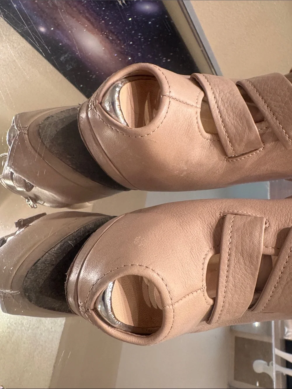 Giuseppe Zanotti Vintage Nude Beige Platform Peep Toe Booties Heels